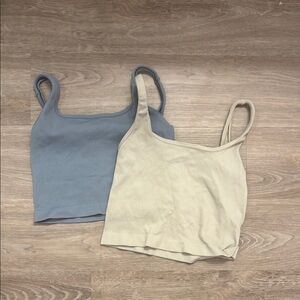Blue and Cream Ribbed Tank Tops Bundle